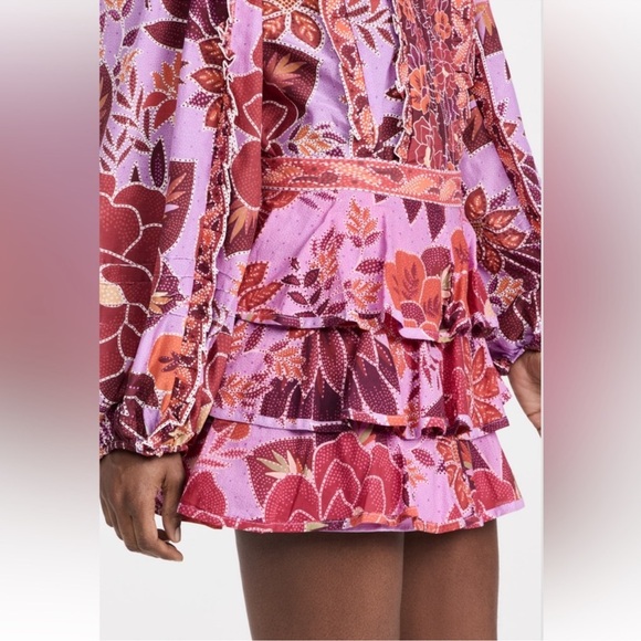 FARM Rio tiered floral mini skirt size XS - Picture 7 of 12